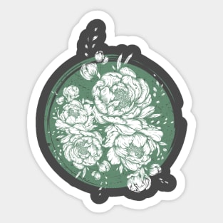 Distressed Green Flowers Sticker